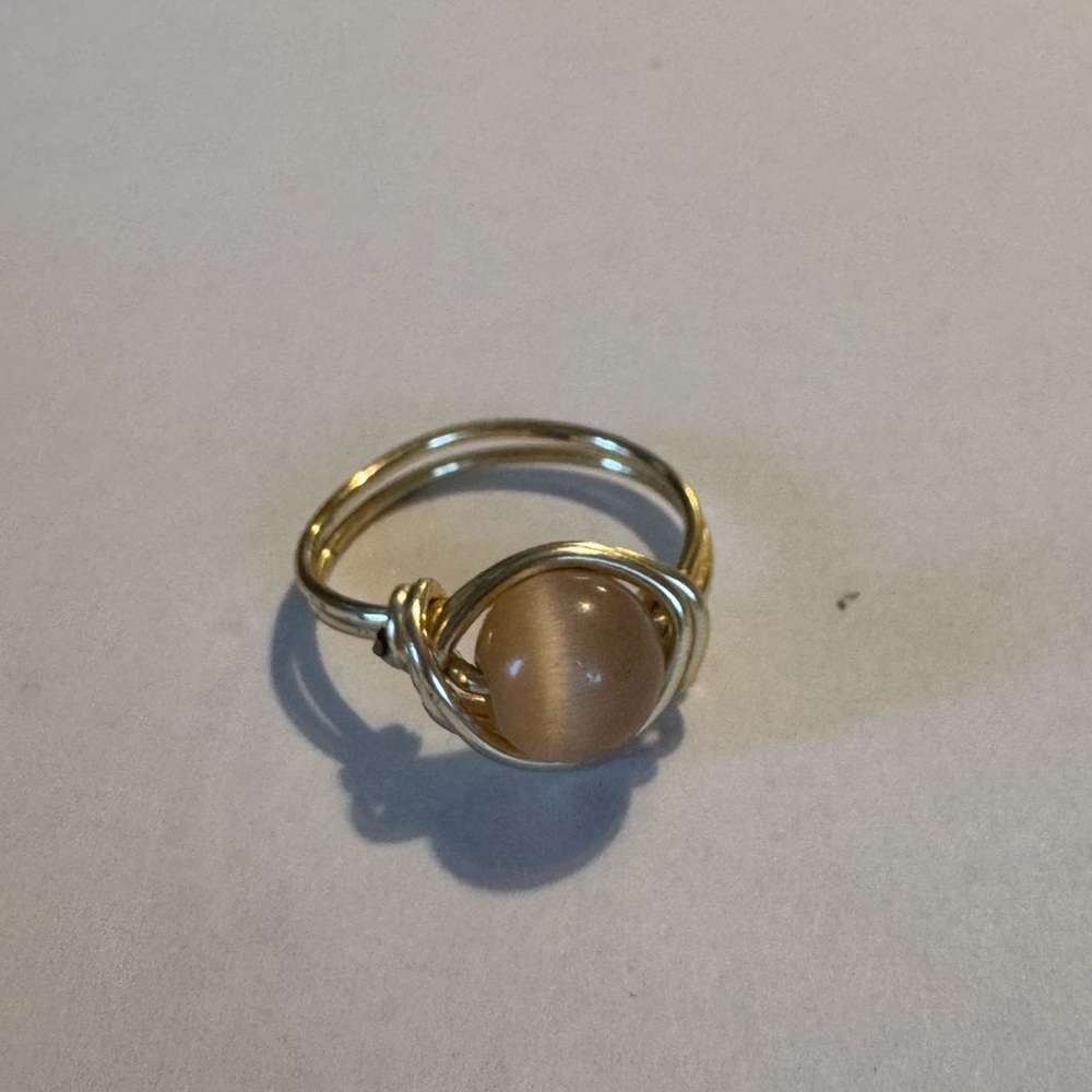 Gold Orange Stone Cat’s Eye Ring